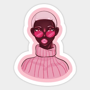 Black Girl Pink Glasses Cool & Judging Sticker